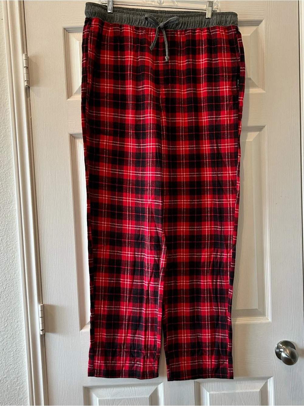 Eddie Bauer Plaid Flannel Sleep Pants Size Large Men's Red Black Gray Pajama